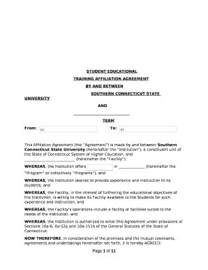 TRAINING AFFILIATION AGREEMENT Doc Template PdfFiller