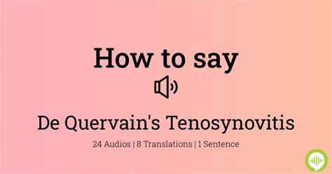 how to pronounce de quervain's