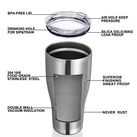 Domicare Oz Pack Tumblers Bulk With Lid Stainless Steel Insulated