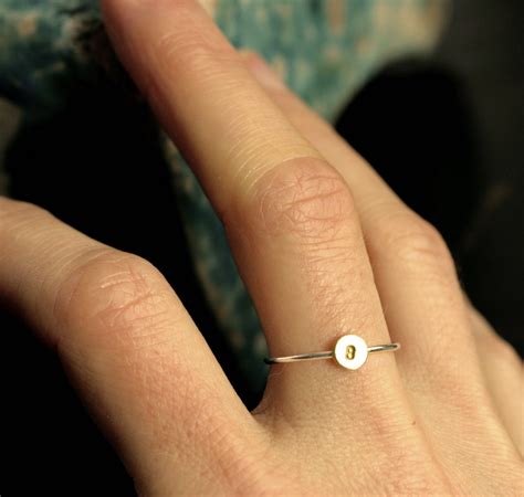 Tiny Initial Ring Stacking Initial Ring Small Gold By Museglass