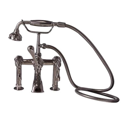 Barclay Products 3 Handle Rim Mounted Claw Foot Tub Faucet With Elephant Spout And Hand Shower