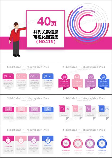 40页并列关系信息可视化ppt图表模板下载 图表 图客巴巴