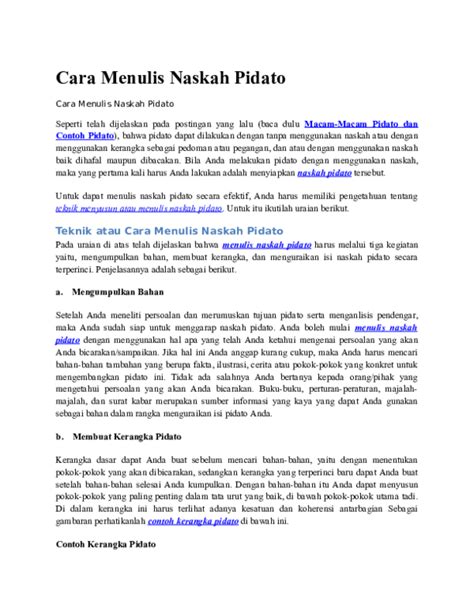 Contoh Penulisan Pidato