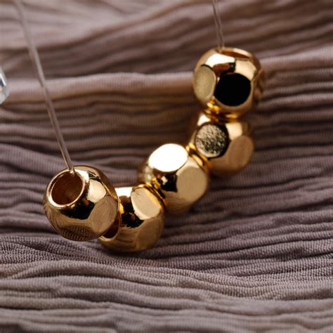 K Gold Plated Faceted Round Beads Spacer Beads Large Hole Etsy