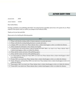 Fillable Online AUTHOR QUERY FORM AbdouMaliq Simone Fax Email Print