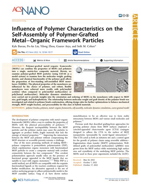 PDF Influence Of Polymer Characteristics On The Self Assembly Of