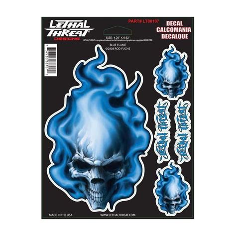 Lethal Threat Blue Flame Skull Decals Pack Of 3 Fortnine Canada