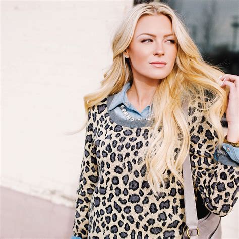 Leopard Print Leopard Sweater Chambray Top Long Blonde Hair Autumn