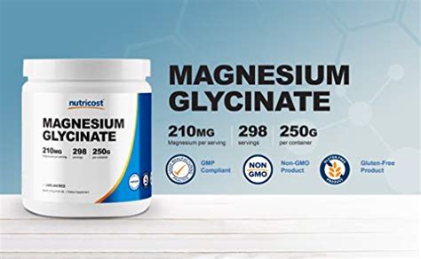 Nutricost Magnesium Glycinate Powder 250 Grams Unflavored Natural