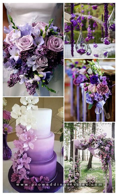 Purple And White Wedding Decor With Flowers On The Top Bottom Left