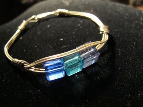 Naomi's Designs: Handmade Wire Jewelry: Silver wire wrapped bracelet with blue and turquoise ...