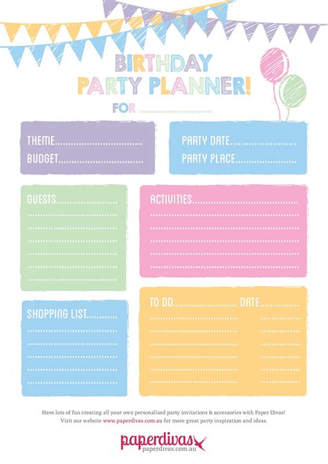 Organizer Birthday Planner Template