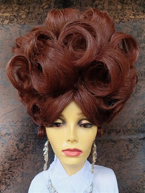 Styled Drag Wig W24 011 Standard Cap Banged Up Do Bouffant Copper