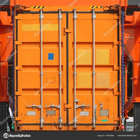 orange cargo shipping container truck trailer stock photo  cbaloncici