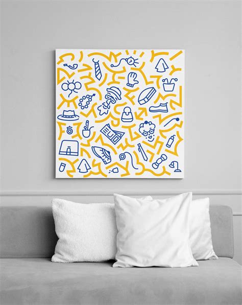 Yellow Line Art Doodle Poster Minimal Art Nursery Wall Art | Etsy