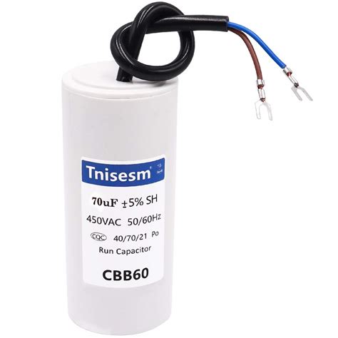 Tnisesm 70uf Cbb60 Run Capacitor 450v Ac 2 Wires For Start Up Of Ac