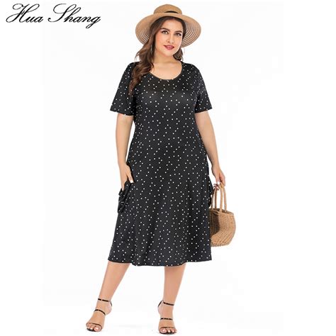 Zwarte Polka Dot Jurk Plus Size Vrouwen Zomer O Ha Grandado