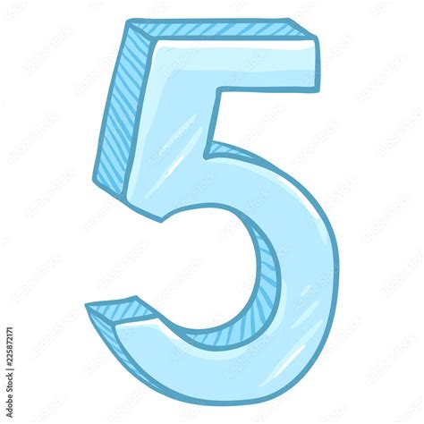 Vector Cartoon Illustration - Number Five. The Figure of 5. Stock ...