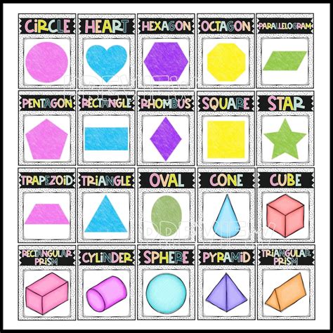 2d And 3d Shapes Posters For The Classroom Bold Brights Etsy