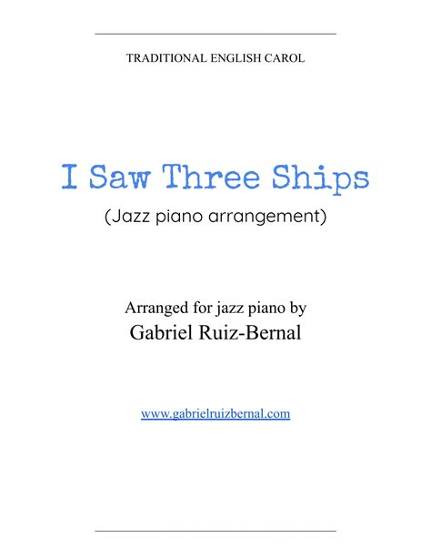 I SAW THREE SHIPS Come Sailing In Jazz Piano Arrangement Arr