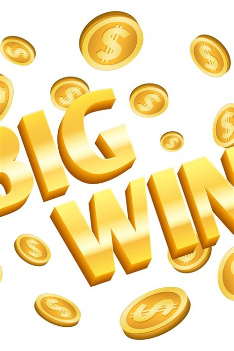 Big win banner. Gold coins, winner lottery isolated label wi