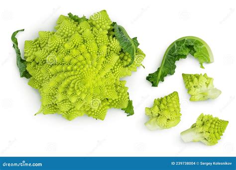 Romanesco Broccoli Cabbage Or Roman Cauliflower Isolated On White