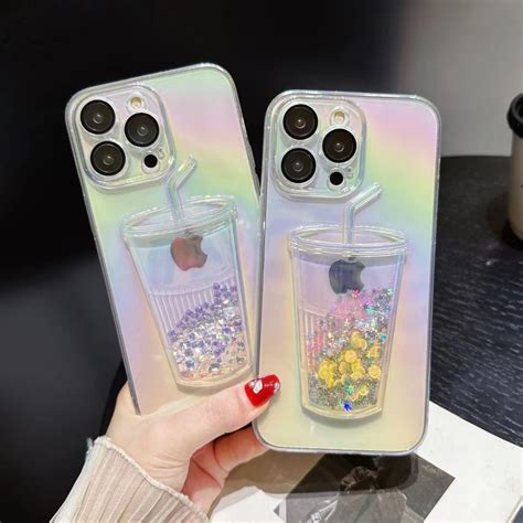 Funda L Ser Con Glitter De Arenas Movedizas Y Efecto De Copa Para