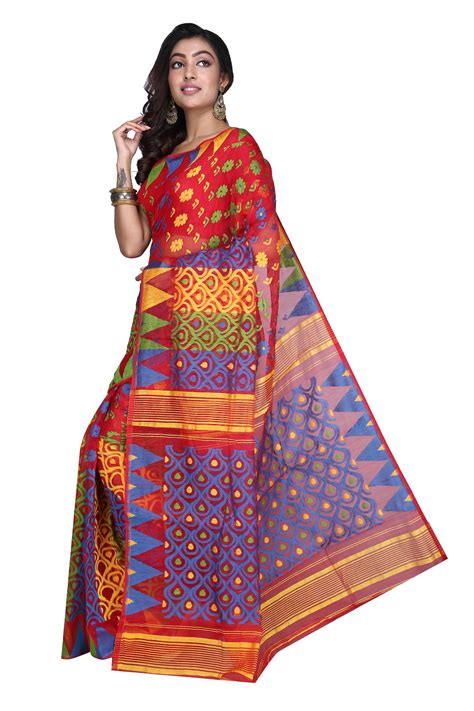 Traditional Soft Dhakai Jamdani Saree Multicoloured Handloom Etsy