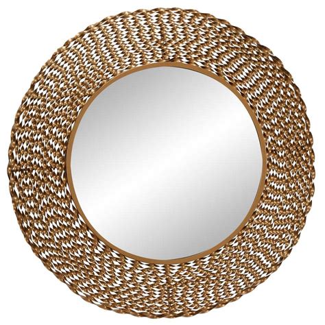 Litton Lane Medium Round Gold Contemporary Mirror In H X In