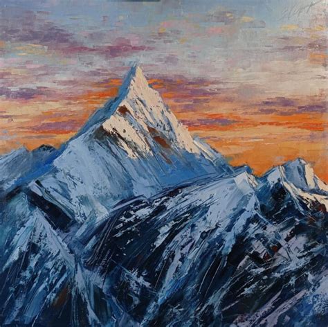 Landscape With Mountains Oil Painting On, Painting by Viktoriia Kerner ...