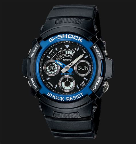 Casio G Shock AW 591 2ADR Men Black Digital Analog Dial Black Resin