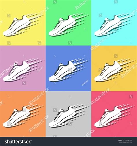 Set Speeding Running Sport Shoe Symbol Stock Vector Royalty Free