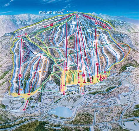 Mount Snow Ski Trail Map - main face - Mt Snow Vermont • mappery