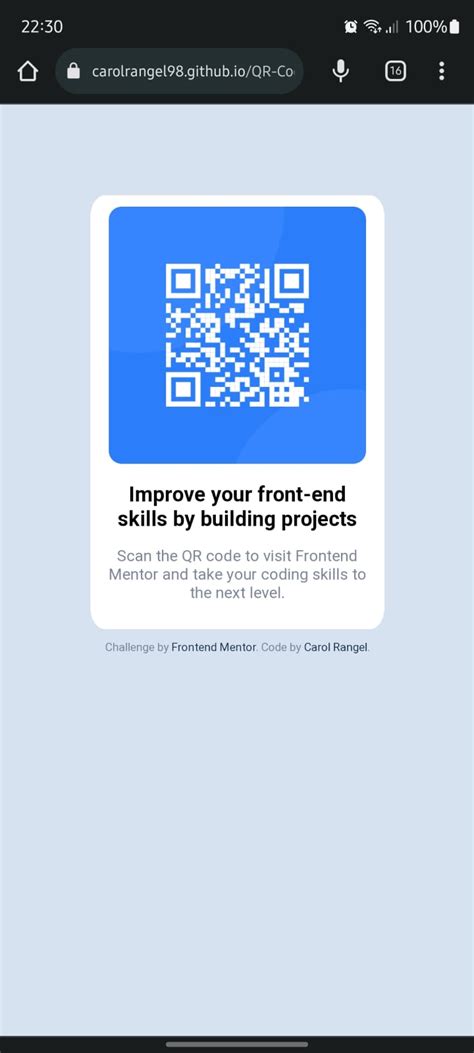 Github Carolrangel Qr Code Component Hub Frontendmentor Here S My