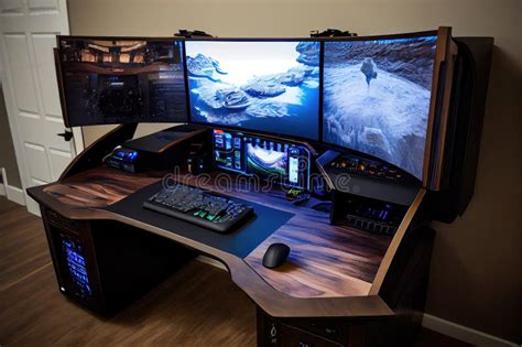 Custom Gaming Desk with Dual Monitors, Ergonomic Keyboard and Mouse, and State-of-the-art ...