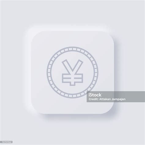 Japanese Yen Currency Symbol Coin Icon White Neumorphism Soft Ui Design ...