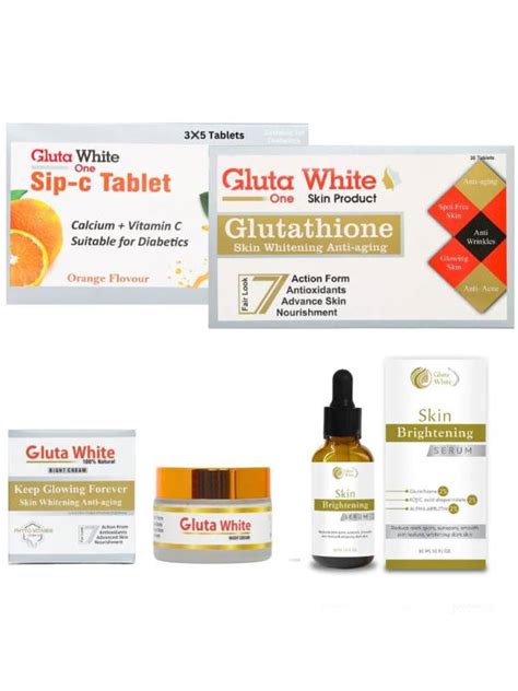 Gluta White Capsule Full Body Whitening Tablets Cream Serum