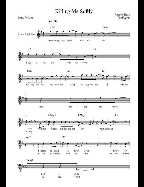 Killing Me Softly Sheet Music Download Free In Pdf Or Midi