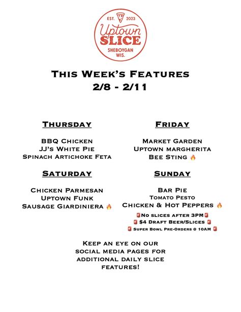 Daily Specialty Slice Features — Uptown Slice