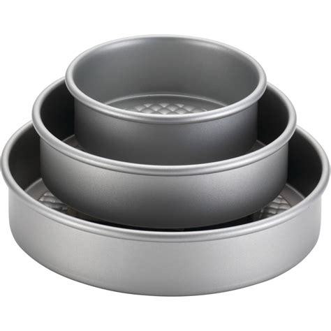 Cake Boss Professional Bakeware 3-Piece Round Cake Pan Set, Silver ...