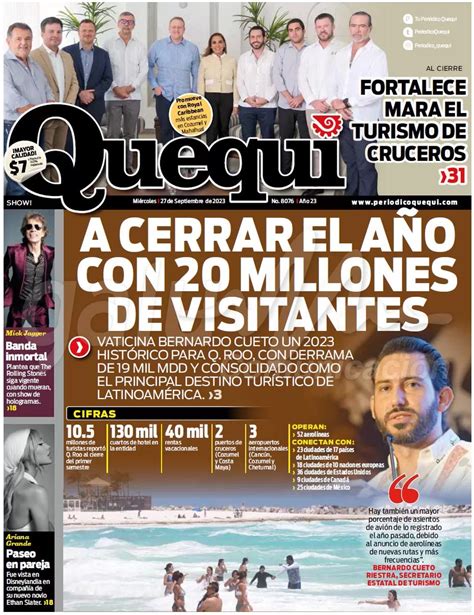 Portadas De Prensa En Quintana Roo 27 De Septiembre Del 2023