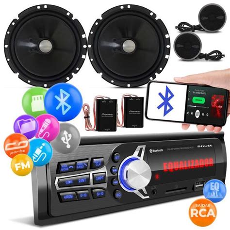 Som Automotivo Mp Player Shutt Atlanta Usb Bt Equalizador Kit Vias