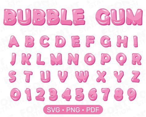 Bubble Gum Letters Chewing Gum SVG PNG Bubble Playful Etsy