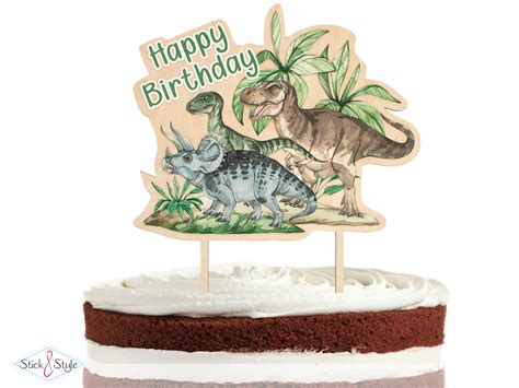 Cake Topper Holz Geburtstag Dinosaurier Stick Und Style