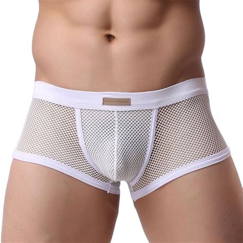 Buy Kamuon Mens Sexy See Through Mesh Low Rise Pouch Boxer Briefs