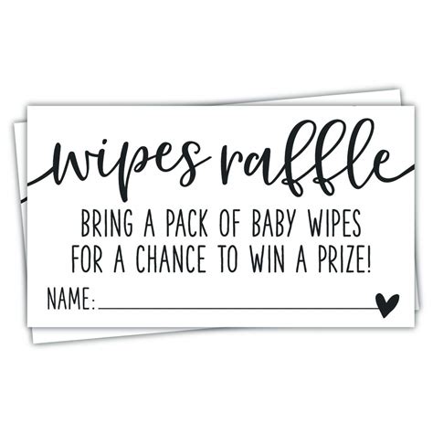 Buy 50 Wipes Raffle Ticket Cards Baby Shower Game Modern Script