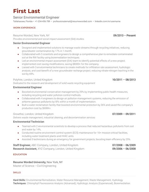 Environmental Science Resume Template Prntbl Concejomunicipaldechinu