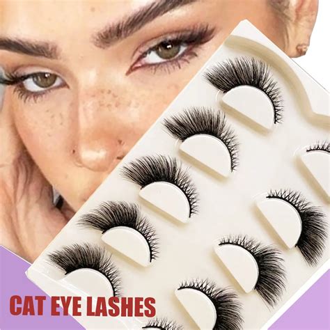 Faux Cils En Vison Et Il De Chat Paires Naturels Demi Cils