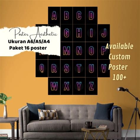 Jual Poster Dinding Custom Huruf Alphabet Aesthetic Aesthetic Wall