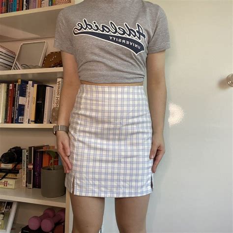 Brandy Melville Cara Skirt Blue Plaid Print The Depop Brandy Melville Cara Skirt Reese